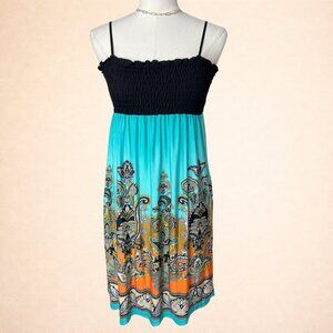 Body Central Boho Paisley Smocked Midi Dress